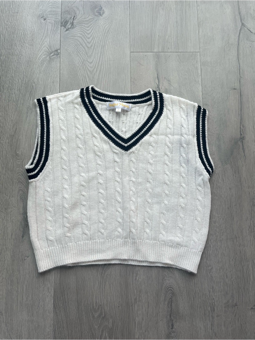 preppy black and white sweater vest